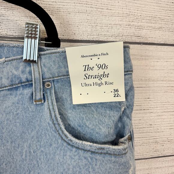 Abercrombie & Fitch Plus Size 90's Ultra High Rise Straight Leg Jeans Size 22L - Picture 3 of 9